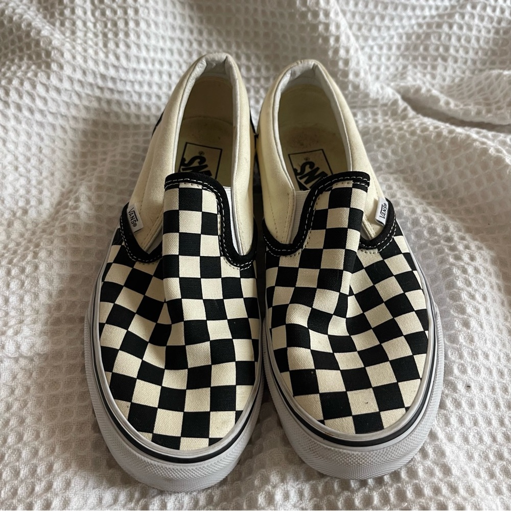 Vans Black & White Checkered Slip Ons